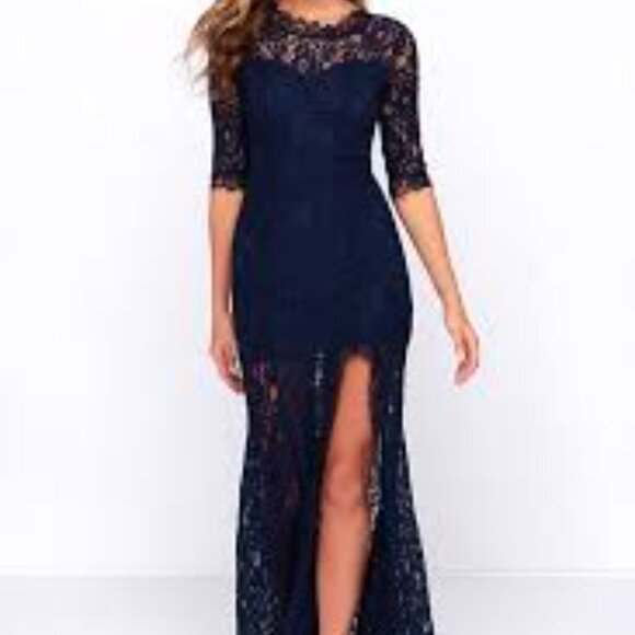 Lulus Dresses & Skirts - Lulus Lace Maxi Dress in navy